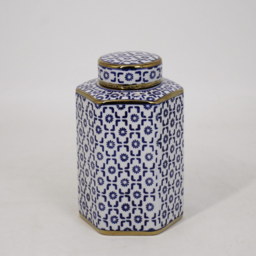 White/Blue Ceramic Jar